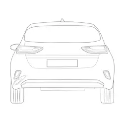 Kia Ceed 2019 Rear View Free Coloring Page for Kids
