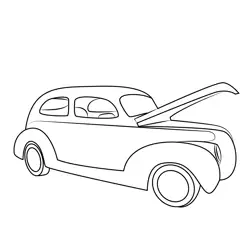 Open Classic Car Free Coloring Page for Kids