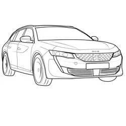 Peugeot 508 SW Front View Free Coloring Page for Kids