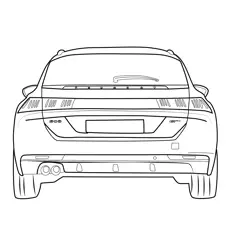 Peugeot 508 SW Rear View Free Coloring Page for Kids
