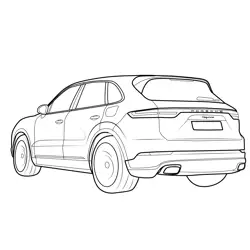 Porsche Cayenne E-Hybrid Rear View Free Coloring Page for Kids
