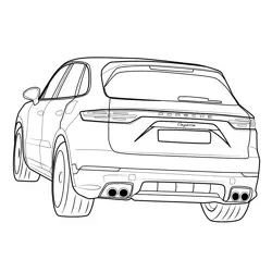 Porsche Cayenne Rear View Free Coloring Page for Kids