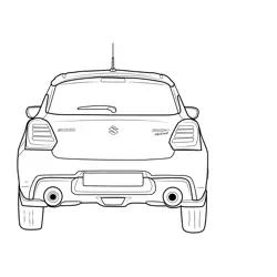Suzuki Swift Sport Rear View Free Coloring Page for Kids