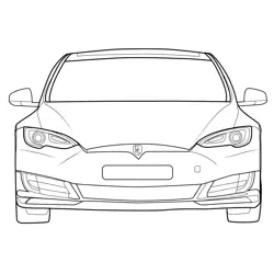 Tesla Model S Front View Free Coloring Page for Kids