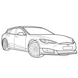 Tesla Model S Wagon 2018 Free Coloring Page for Kids
