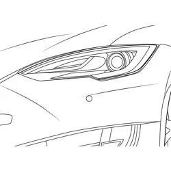 Tesla Model S Headlamp Detail Free Coloring Page for Kids