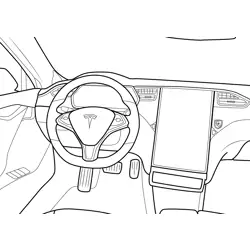 Tesla Model S Interior View Free Coloring Page for Kids