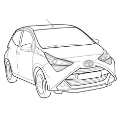 Toyota Aygo 2019 Front View Free Coloring Page for Kids