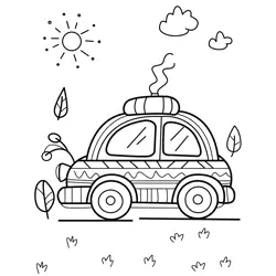 Cozy Car Outdoor Adventure Free Coloring Page for Kids