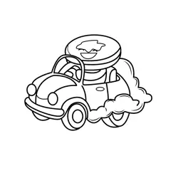 Pancake Car Cloud Ride Free Coloring Page for Kids