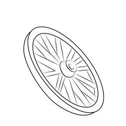 Close Up Of A Bullock Cart Wheel Free Coloring Page for Kids