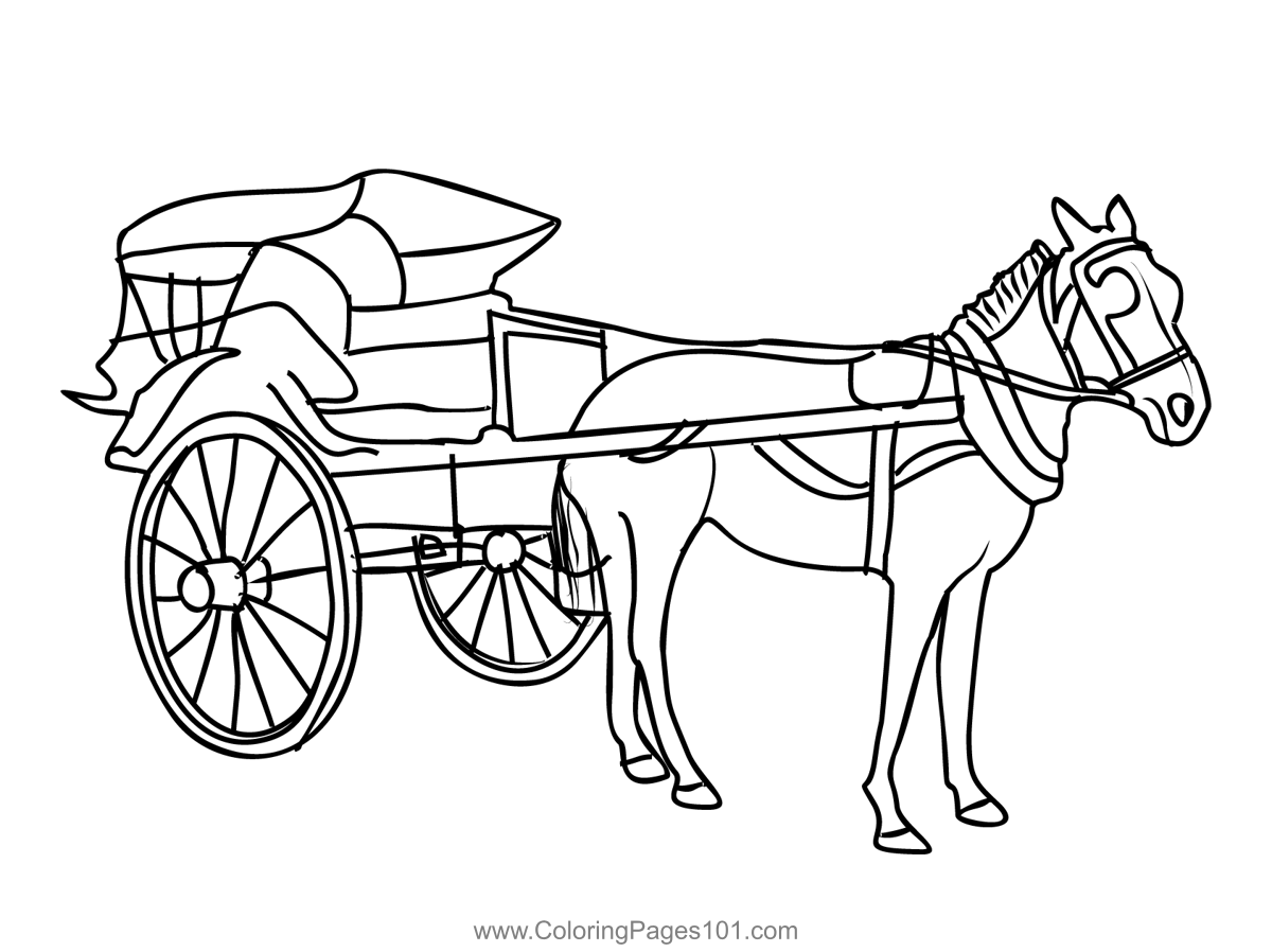 Horse Carriage Coloring Page for Kids - Free Carts Printable Coloring Pages  Online for Kids  | Coloring Pages for Kids