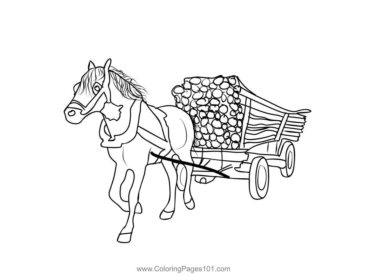 Horse With A Cart Loaded Woodens