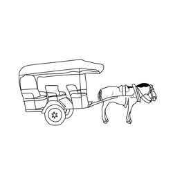 Tourist Horse Cart Free Coloring Page for Kids