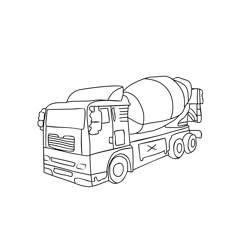 Cement Mixer Free Coloring Page for Kids