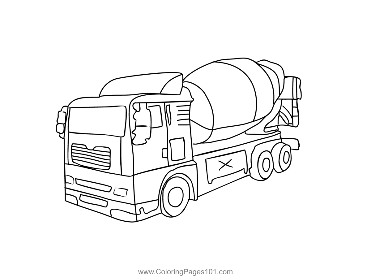 Cement Mixer Coloring Page for Kids - Free Construction Vehicles ...