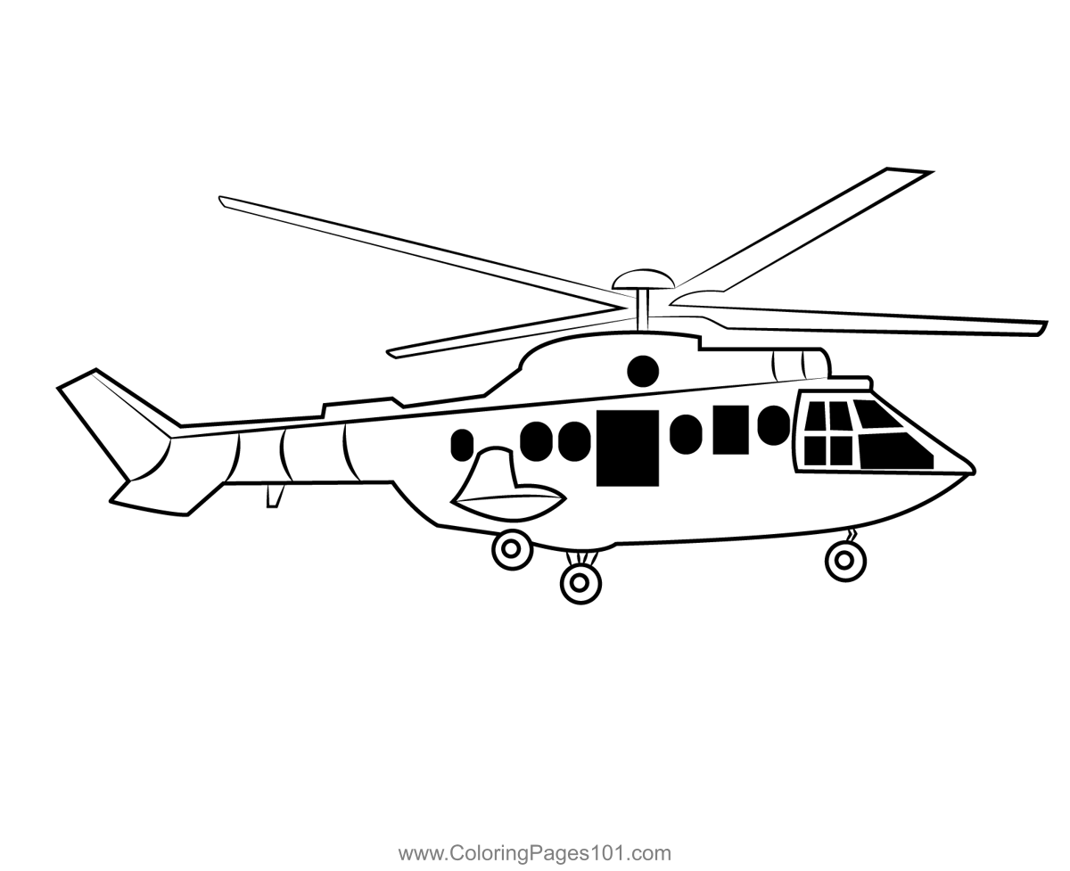 Military Helicopter Coloring Page for Kids - Free Helicopters Printable