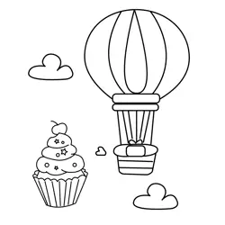 Sweet Hot Air Balloon Journey Free Coloring Page for Kids