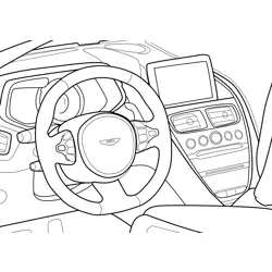 Aston Martin DB11 Interior View Free Coloring Page for Kids