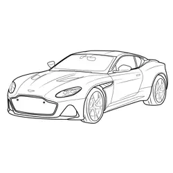 Aston Martin DBS Superleggera Vehicle Free Coloring Page for Kids