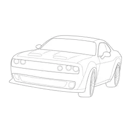 Dodge Challenger Hellcat Vehicle Free Coloring Page for Kids