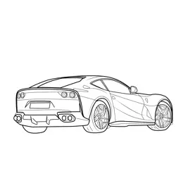Ferrari 812 Superfast Rear Profile Free Coloring Page for Kids