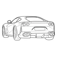 Ferrari 812 Superfast Rear View Free Coloring Page for Kids