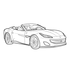 Ferrari Portofino Sports Car Free Coloring Page for Kids