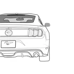 Ford Mustang GT Rear View Free Coloring Page for Kids