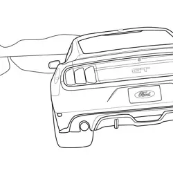 Ford Mustang GT Rear View Free Coloring Page for Kids