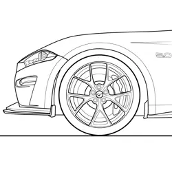 Mustang GT Performance Wheel View Free Coloring Page for Kids
