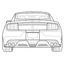 Shelby GT350 Mustang Rear View Free Coloring Page for Kids