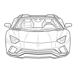 Lamborghini Aventador Roadster Front View Free Coloring Page for Kids