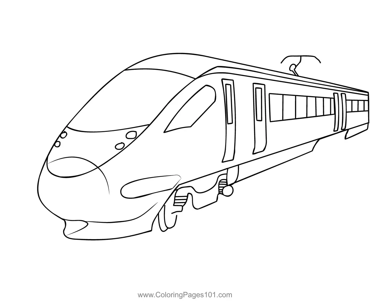 Bullet Train Coloring Page for Kids - Free Trains Printable Coloring
