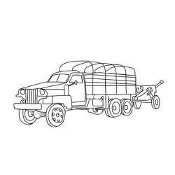 Truck With Soviet Gun Free Coloring Page for Kids