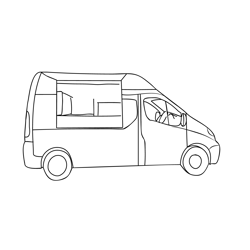 Mobile Catering Van Free Coloring Page for Kids