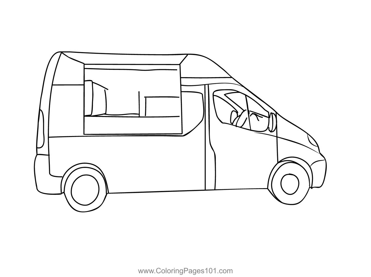 Mobile Catering Van Coloring Page for Kids Free Vans Printable