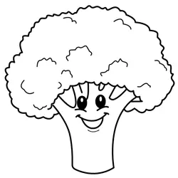 Happy Broccoli Vegetable Buddy Free Coloring Page for Kids