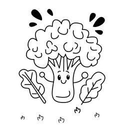 Happy Broccoli Vegetable Friend Free Coloring Page for Kids