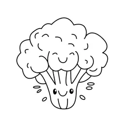 Happy Broccoli Vegetable Friend Free Coloring Page for Kids
