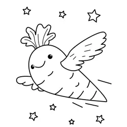 Happy Flying Carrot Stars Free Coloring Page for Kids