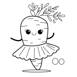 Dancing Carrot Ballerina Character Free Coloring Page for Kids