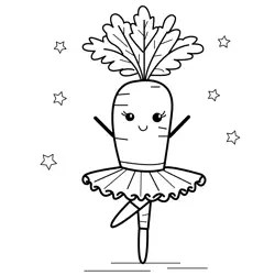 Sweet Ballerina Carrot Star Free Coloring Page for Kids