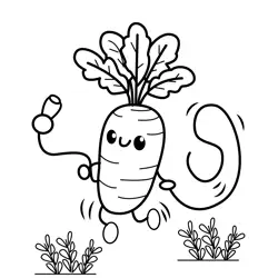 Happy Carrot Jump Rope Fun Free Coloring Page for Kids