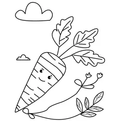 Happy Carrot Flying Kite Free Coloring Page for Kids