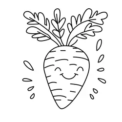 Smiling Happy Carrot Character Free Coloring Page for Kids