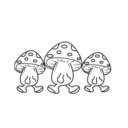 Marching Mushroom Friends Free Coloring Page for Kids