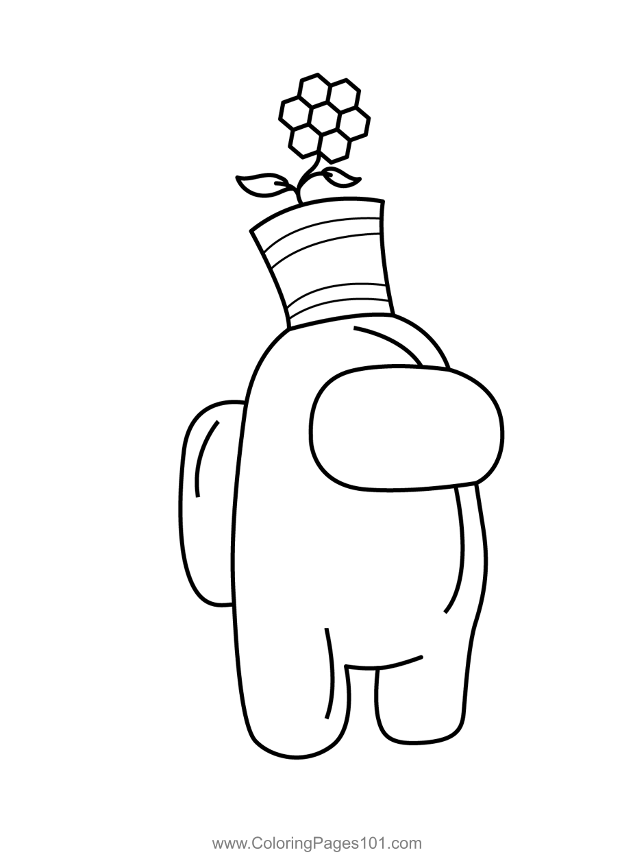 Flowerpot Among Us Coloring Page for Kids   Free Among Us ...