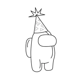 Party Hat Among Us Free Coloring Page for Kids
