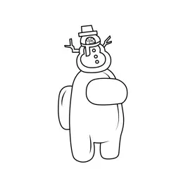 Snowman Among Us Free Coloring Page for Kids